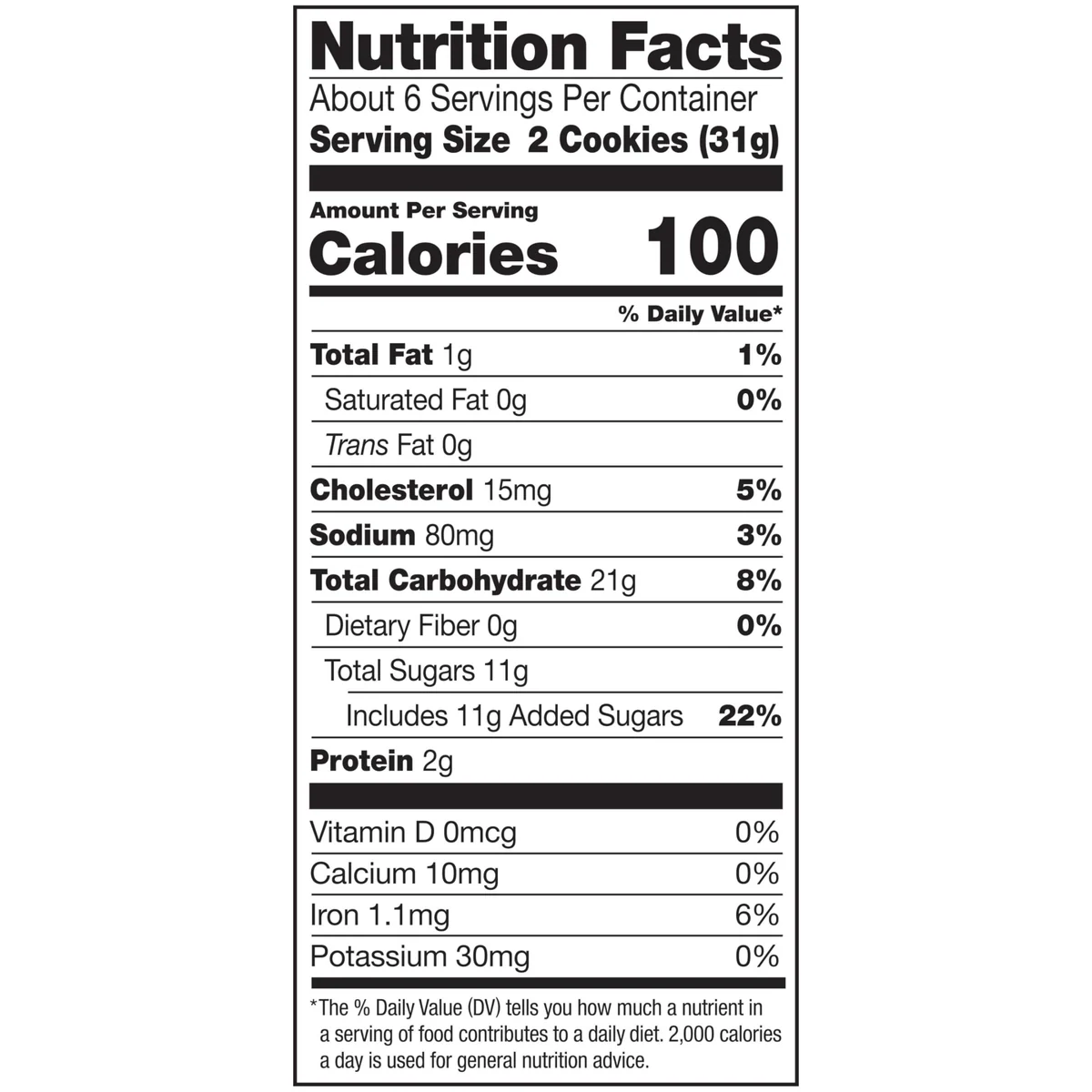 Nutrition Facts panel from a bag of Stella D'oro Almond Toast